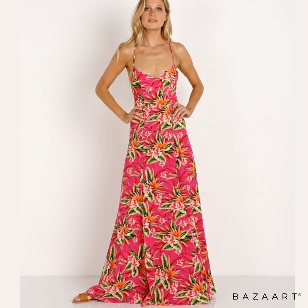 Show me your Mumu brand NWOT Pink Tropical Maxi Dress Size XS
